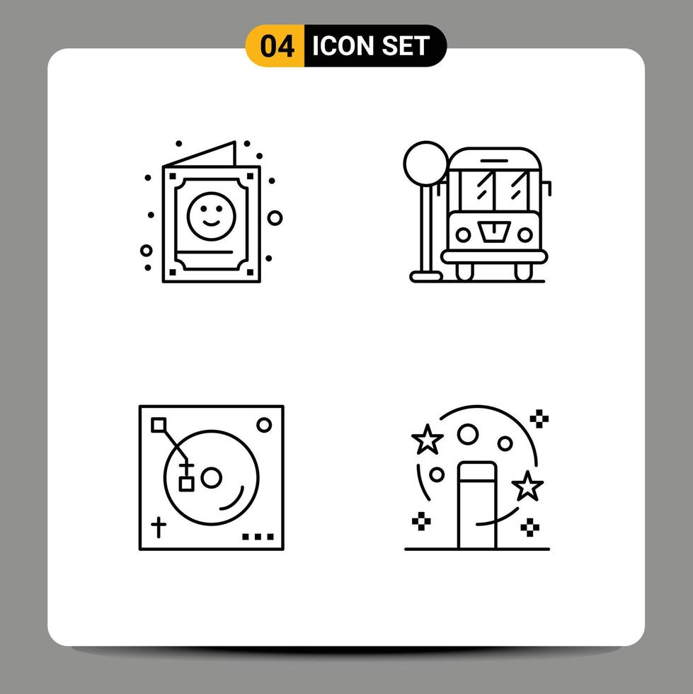 4 Line concept for Websites Mobile and Apps card music invitation life sound Editable Vector Design Elements