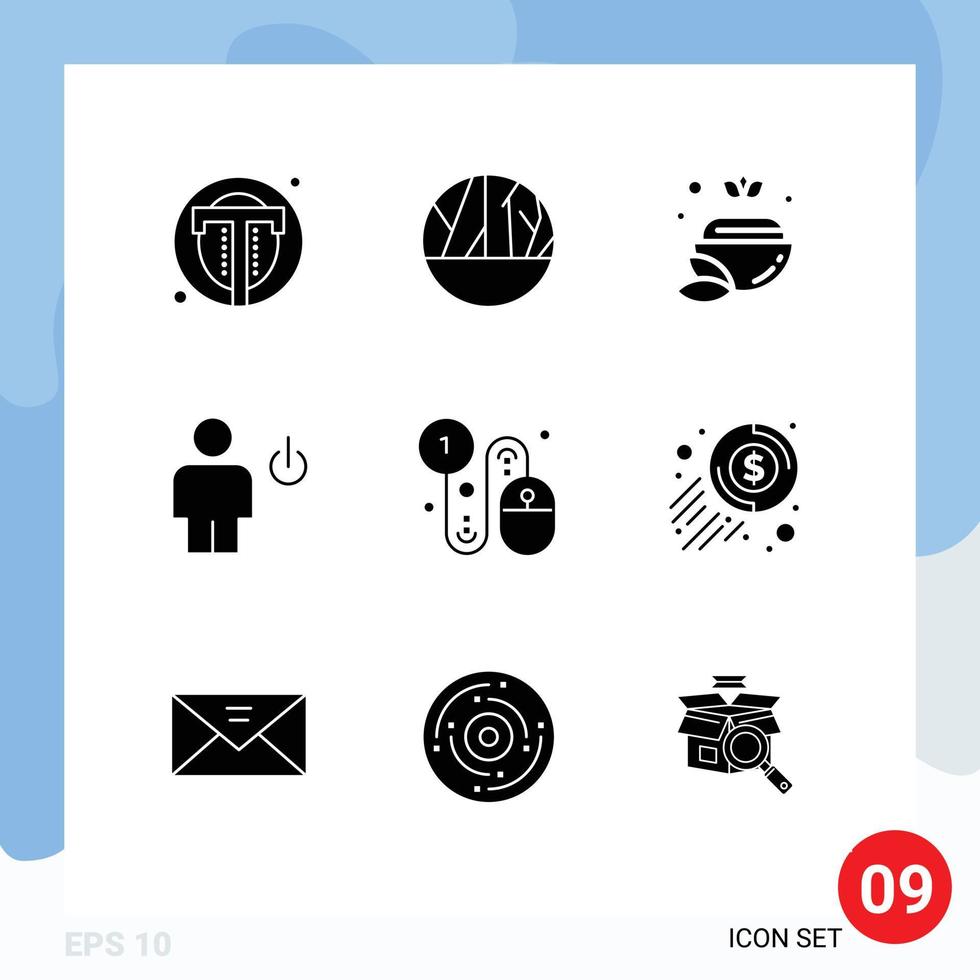 Universal Icon Symbols Group of 9 Modern Solid Glyphs of standby energy skin wound body green Editable Vector Design Elements