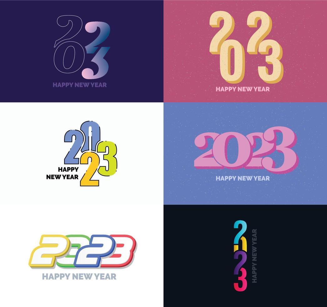 gran conjunto de 2023 feliz año nuevo diseño de texto de logotipo plantilla de diseño de número 2023 vector