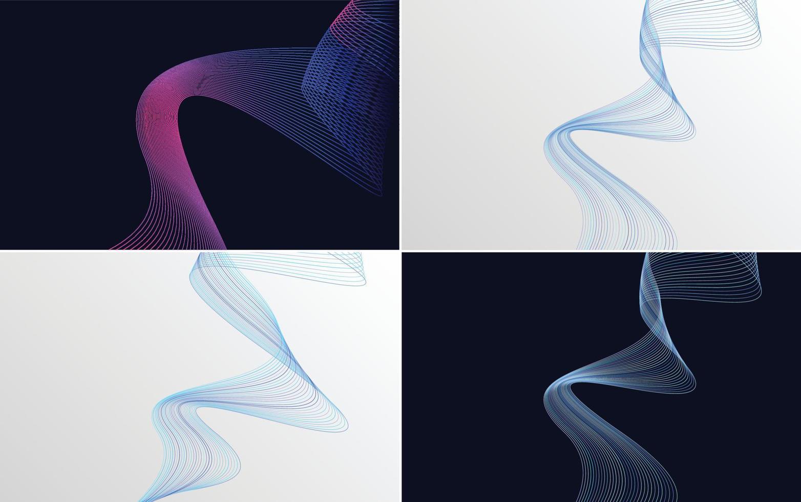 Set of 4 geometric wave pattern backgrounds for your projects vector