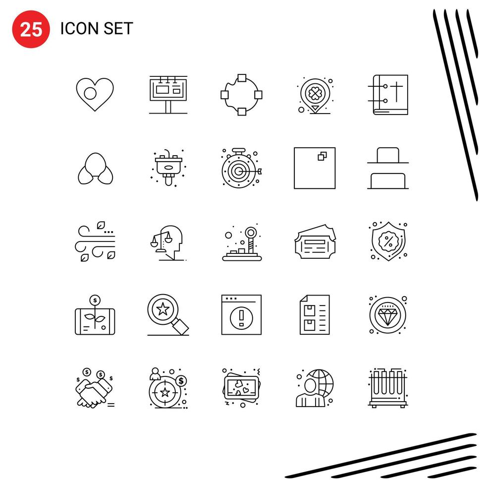 Universal Icon Symbols Group of 25 Modern Lines of bible location advertising festival shape Editable Vector Design Elements