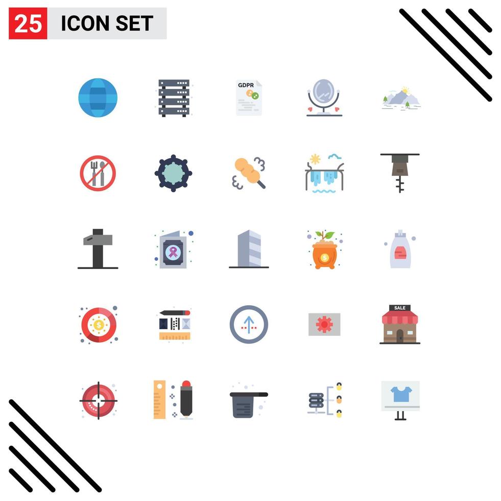 Group of 25 Flat Colors Signs and Symbols for mountain furniture web mirror gdpr Editable Vector Design Elements