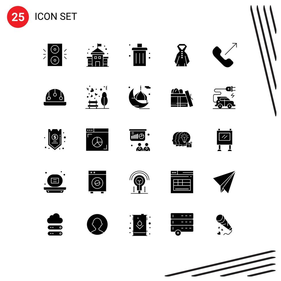 Universal Icon Symbols Group of 25 Modern Solid Glyphs of mobile call cancel rainy clothing Editable Vector Design Elements