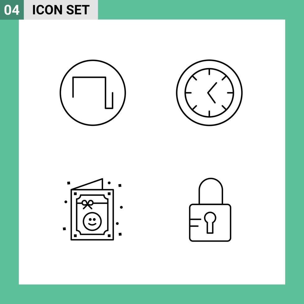 Stock Vector Icon Pack of 4 Line Signs and Symbols for sound lock tools celebration school Editable Vector Design Elements