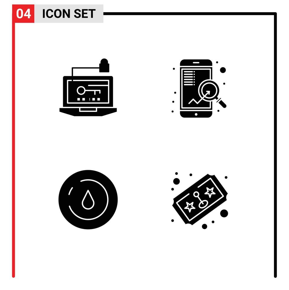 4 Creative Icons Modern Signs and Symbols of access energy key mobile power Editable Vector Design Elements
