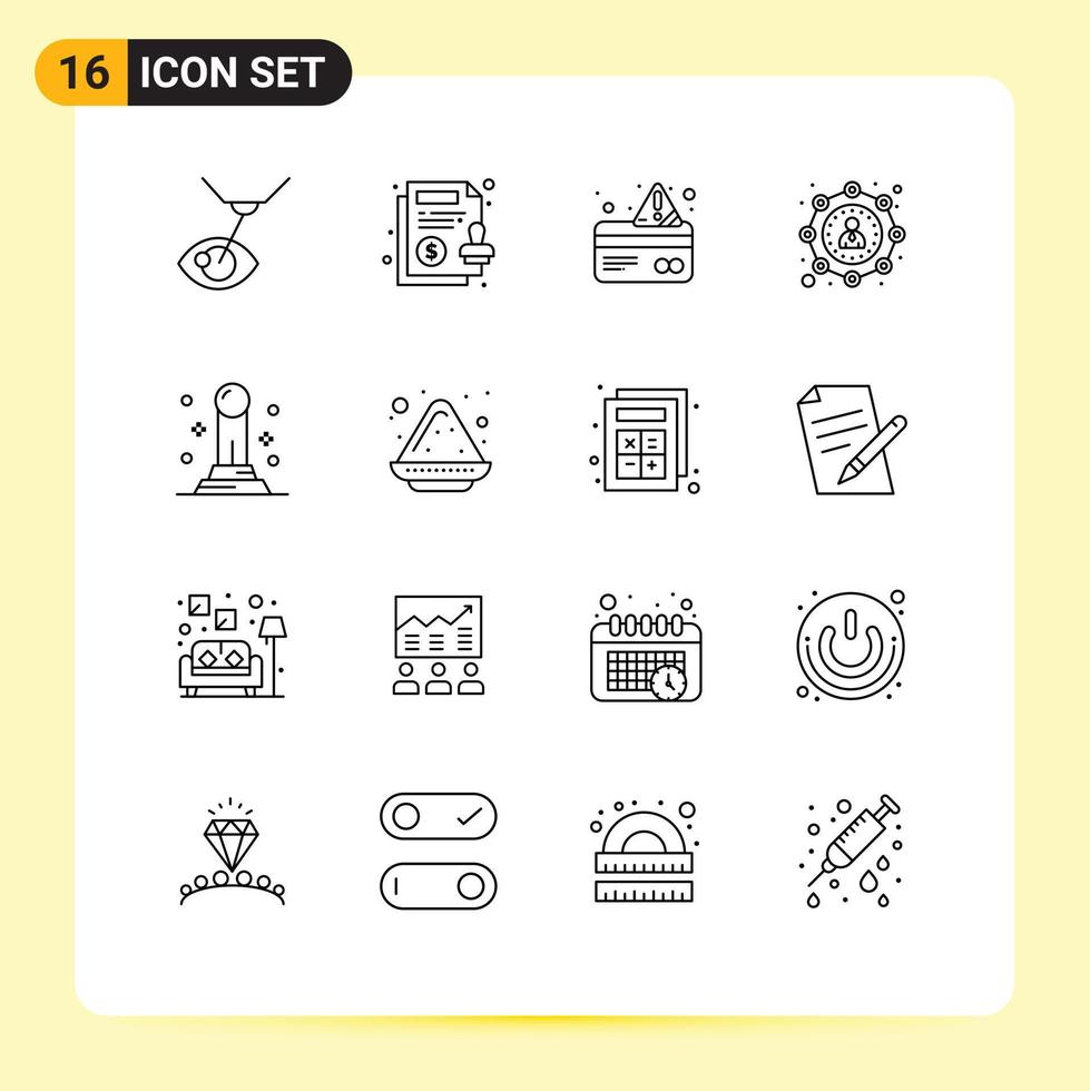 Mobile Interface Outline Set of 16 Pictograms of finance user alert marketing affiliate Editable Vector Design Elements