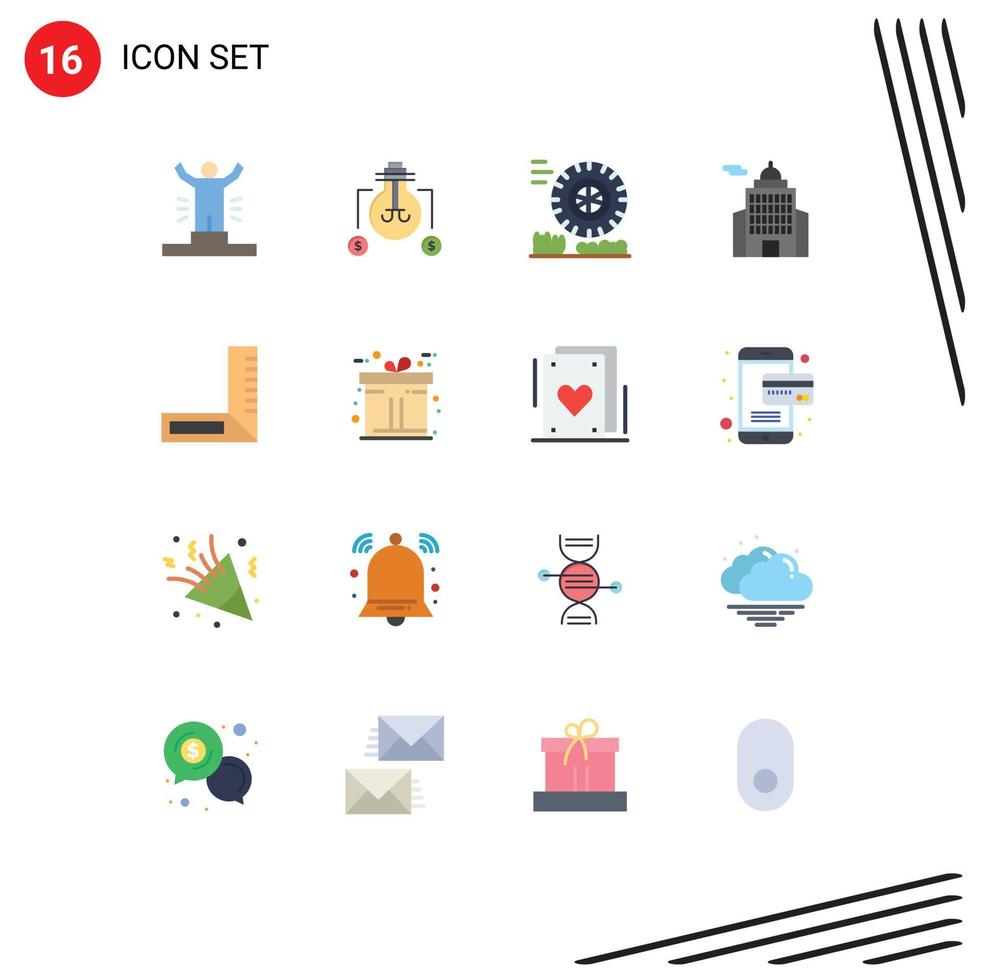 Modern Set of 16 Flat Colors and symbols such as construction museum dollar government administration Editable Pack of Creative Vector Design Elements