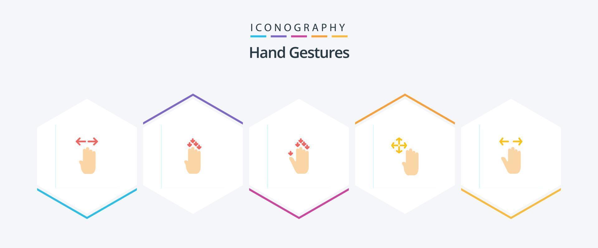 Hand Gestures 25 Flat icon pack including hand. up. down. hand cursor. down vector