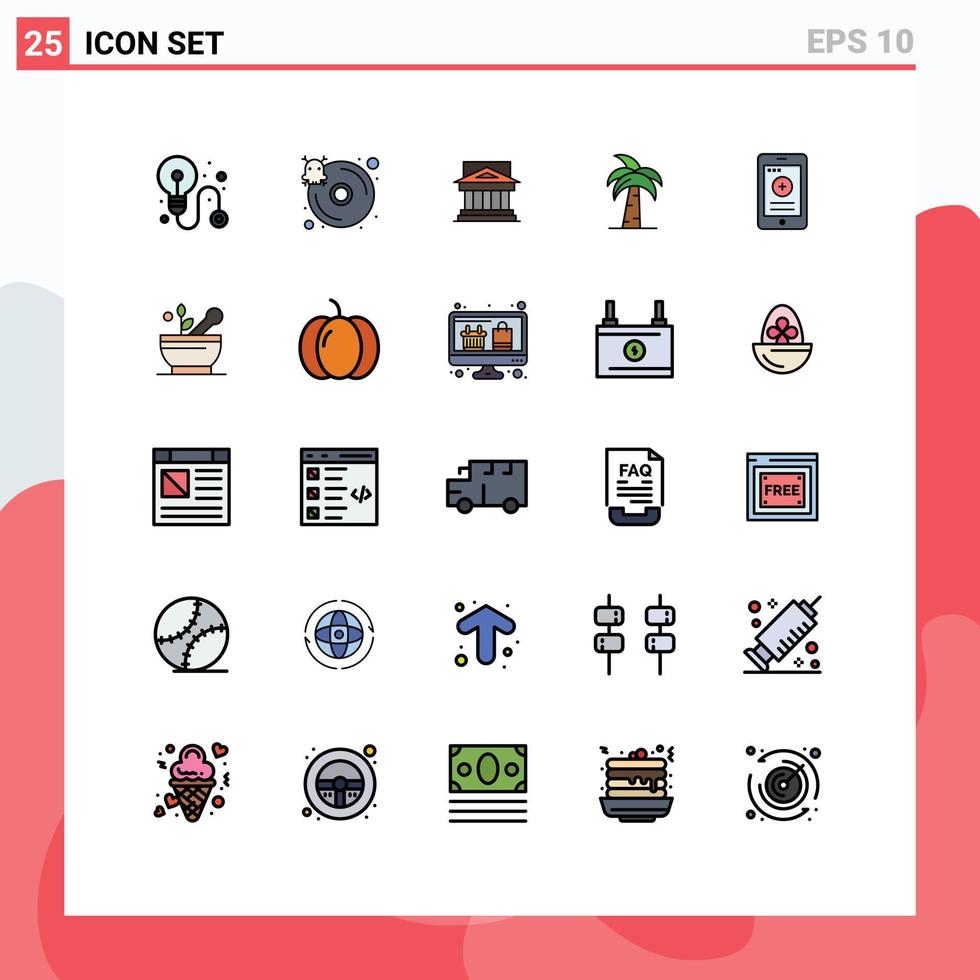 Set of 25 Modern UI Icons Symbols Signs for india culture architecture property government Editable Vector Design Elements