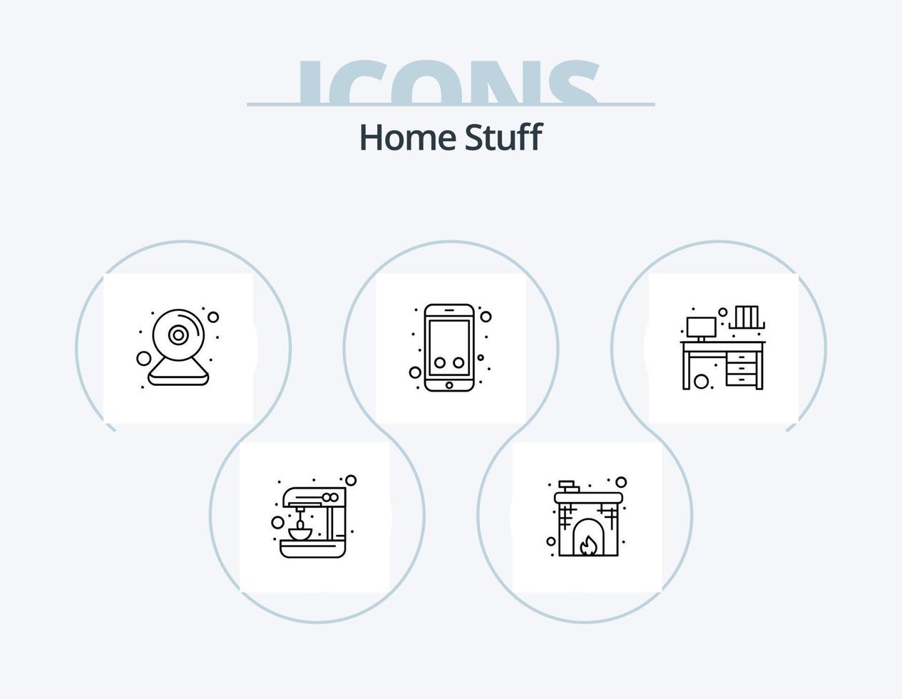 Home Stuff Line Icon Pack 5 Icon Design. study. craft. appliance. sewing machine. appliance vector