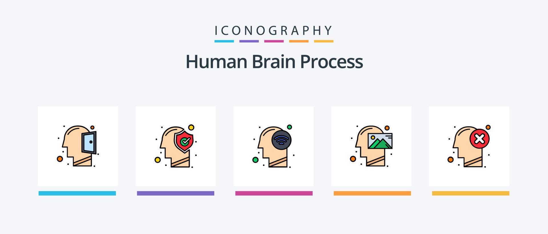 Human Brain Process Line Filled 5 Icon Pack Including mind. meditation. protect. balance. mind. Creative Icons Design vector