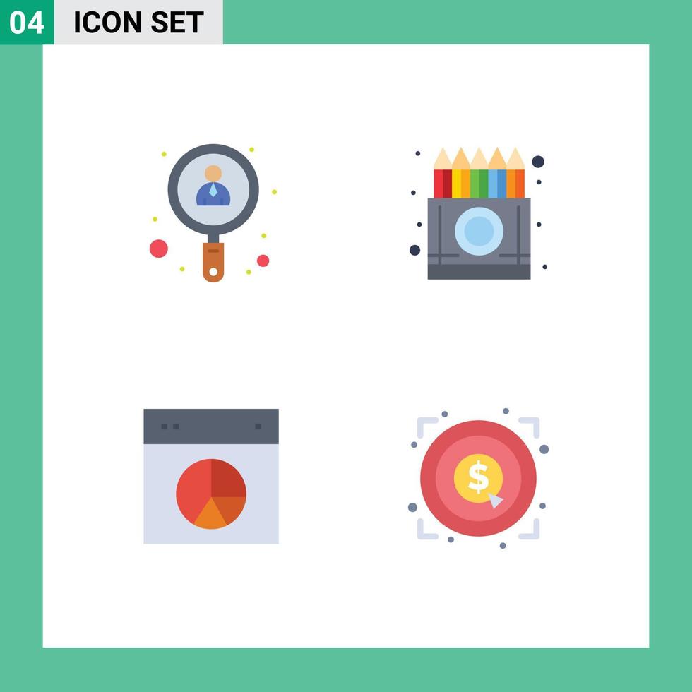 4 Creative Icons Modern Signs and Symbols of employee chart job crayons layout Editable Vector Design Elements