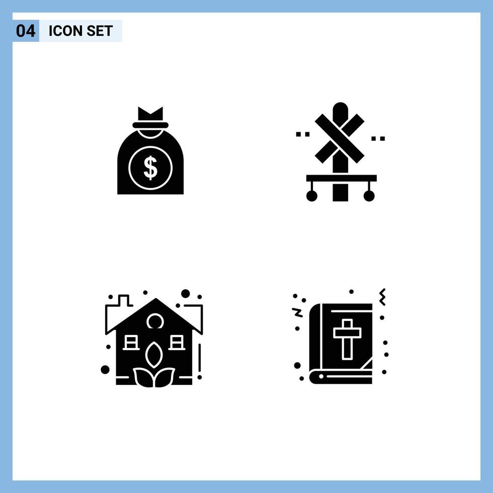 Pictogram Set of 4 Simple Solid Glyphs of capital garden business station real Editable Vector Design Elements