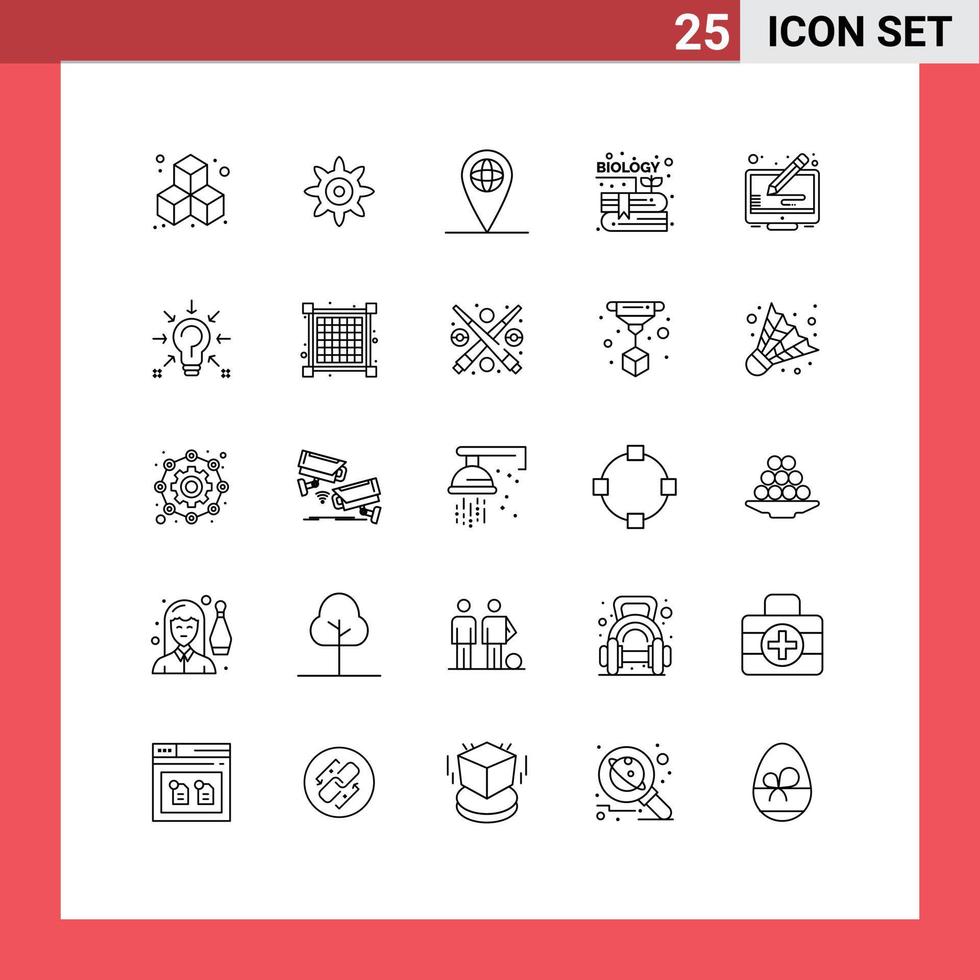 25 Line concept for Websites Mobile and Apps idea bulb content screen copyright Editable Vector Design Elements