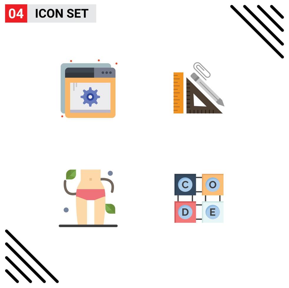 User Interface Pack of 4 Basic Flat Icons of help clip setting pencil waist Editable Vector Design Elements