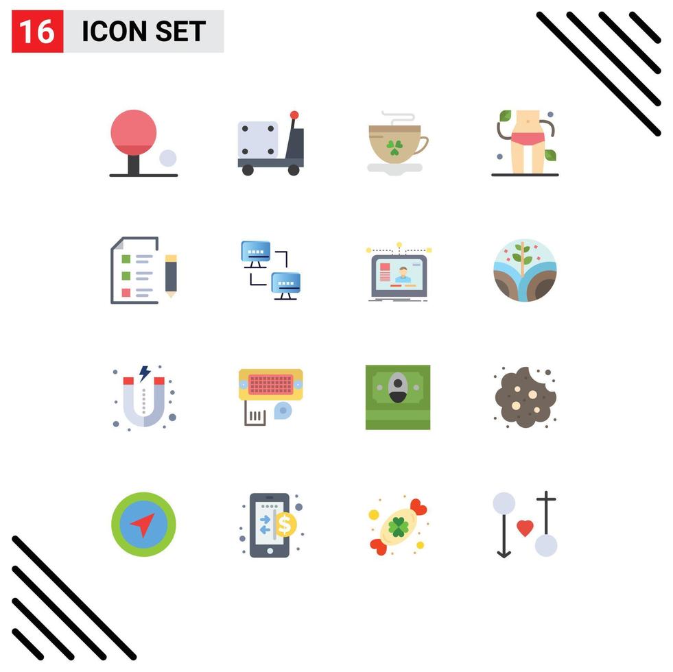 Pack of 16 creative Flat Colors of science research cup education wellness Editable Pack of Creative Vector Design Elements