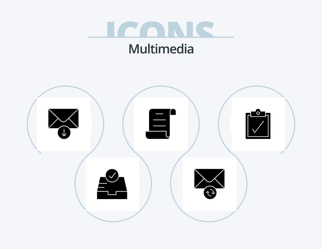 Multimedia Glyph Icon Pack 5 Icon Design. . send. . complete vector
