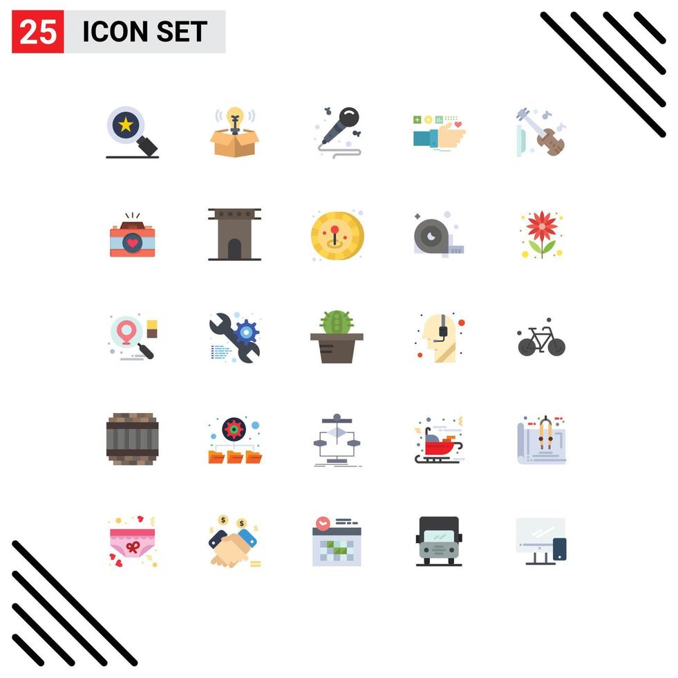 25 Creative Icons Modern Signs and Symbols of equipment pulse music heart technology Editable Vector Design Elements