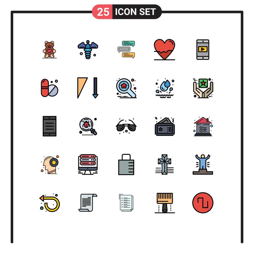 paquete de iconos de vector de stock de 25 signos y símbolos de línea para la ciencia chat de corazón biología habla elementos de diseño de vector editables