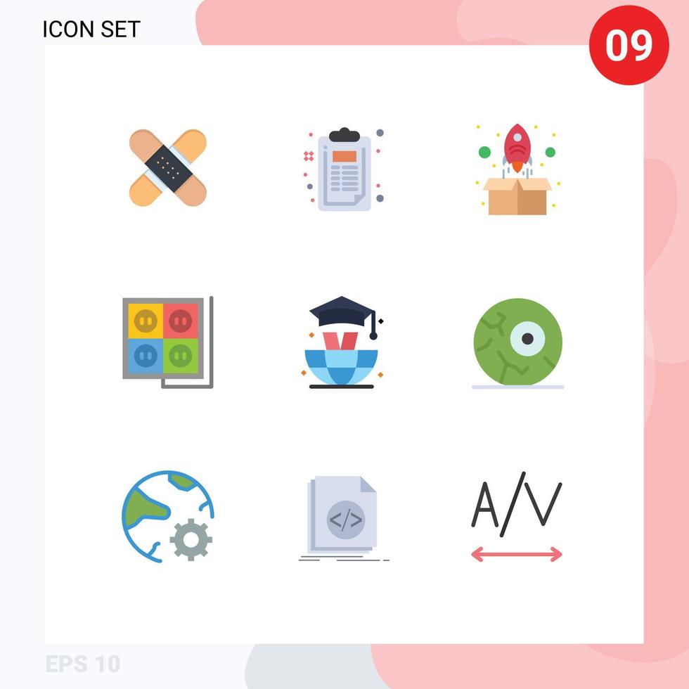 Flat Color Pack of 9 Universal Symbols of socket construction creative building up Editable Vector Design Elements