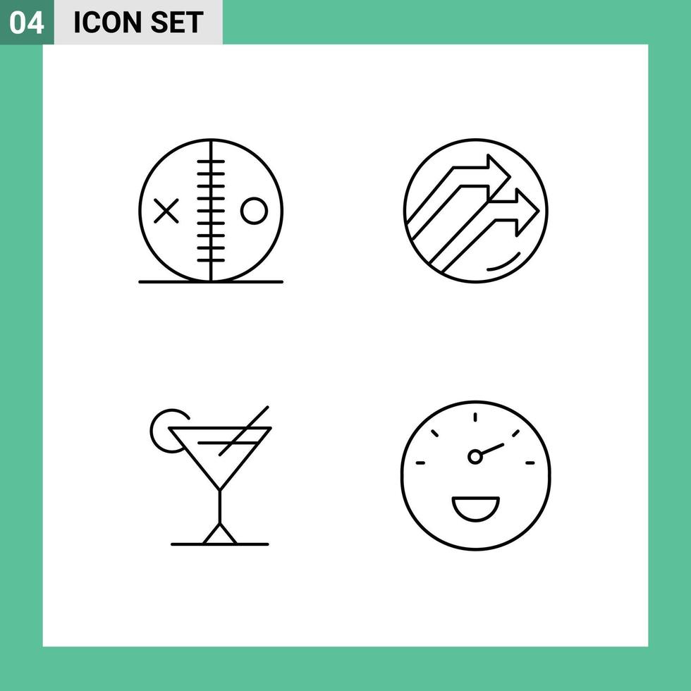 Editable Vector Line Pack of 4 Simple Filledline Flat Colors of costume cocktail puncture business lemon Editable Vector Design Elements