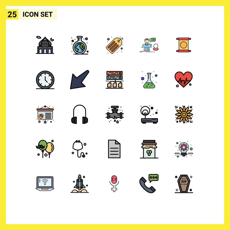 Filled line Flat Color Pack of 25 Universal Symbols of support answer tube chat optimal keywords Editable Vector Design Elements