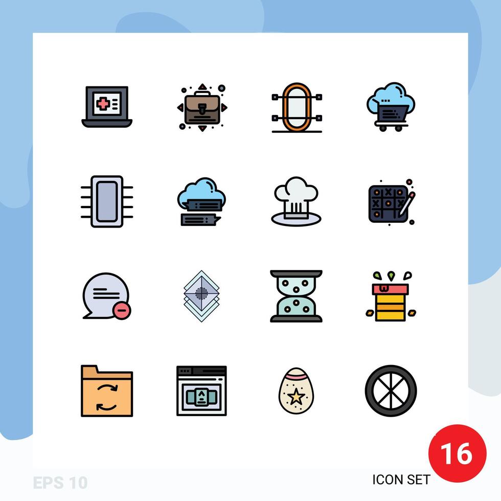 Universal Icon Symbols Group of 16 Modern Flat Color Filled Lines of computers trolley physic ecommerece cloud Editable Creative Vector Design Elements