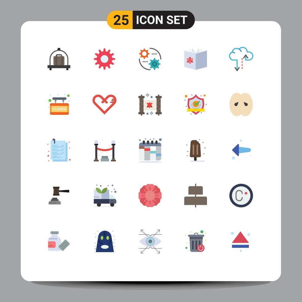 Set of 25 Modern UI Icons Symbols Signs for closed board data setting cloud mixture Editable Vector Design Elements