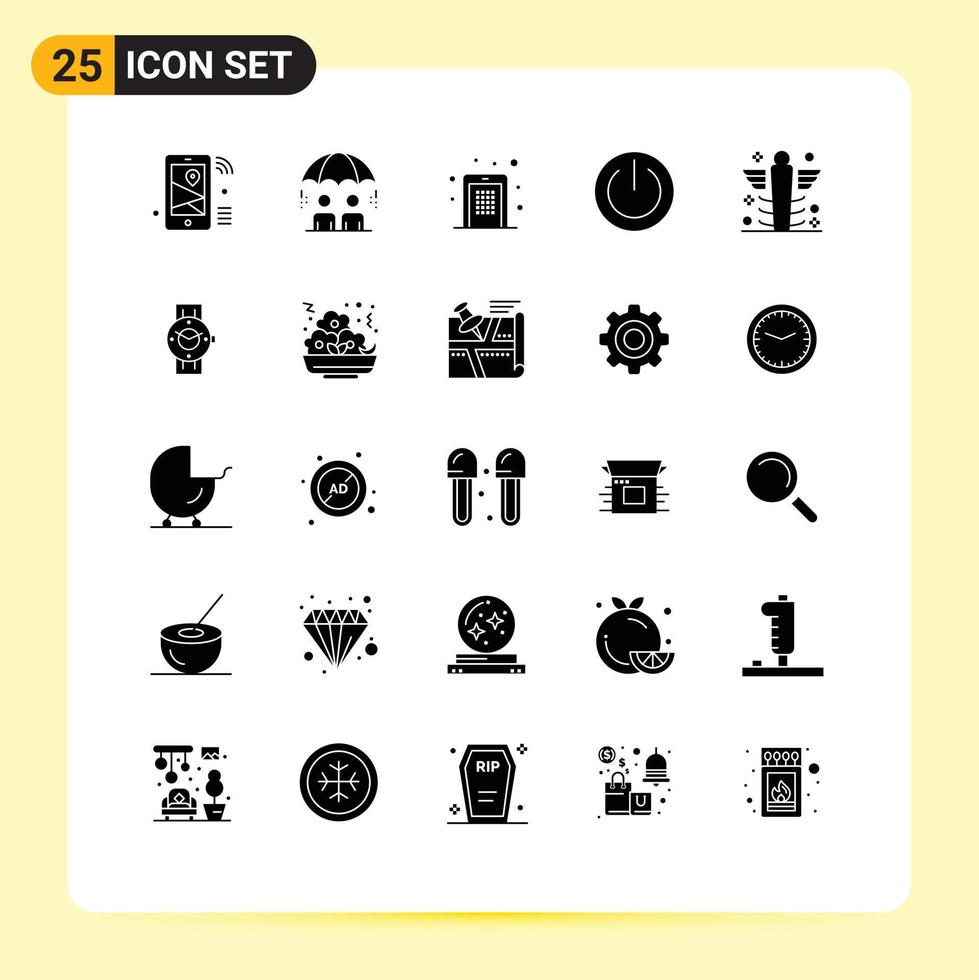 Modern Set of 25 Solid Glyphs and symbols such as power off risk basic pin Editable Vector Design Elements