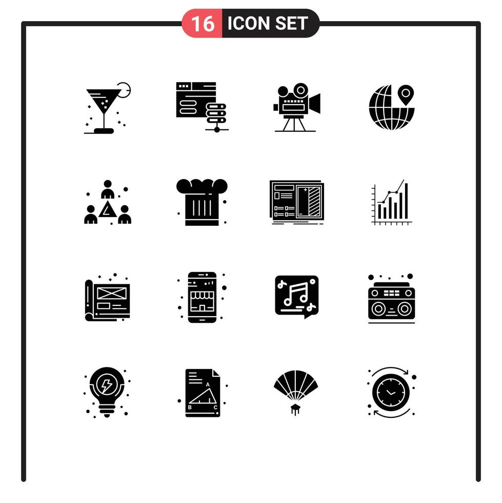 Stock Vector Icon Pack of 16 Line Signs and Symbols for headcount pin web location video Editable Vector Design Elements