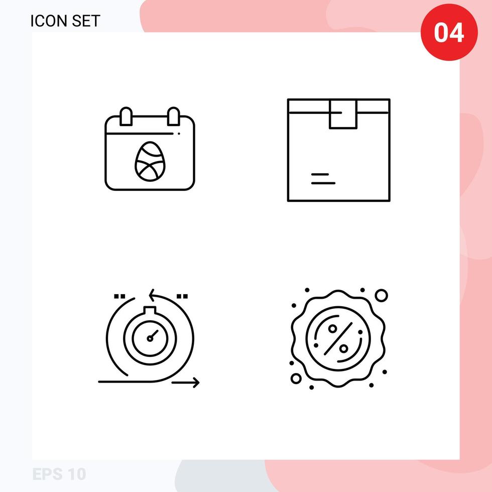 Pack of 4 Modern Filledline Flat Colors Signs and Symbols for Web Print Media such as calender agile day goods development Editable Vector Design Elements