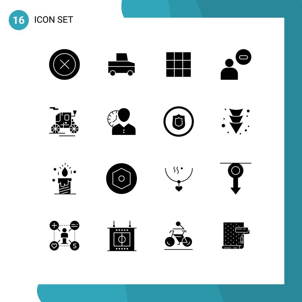 16 Creative Icons Modern Signs and Symbols of clock old transportation ui horse drawn vehicle user Editable Vector Design Elements