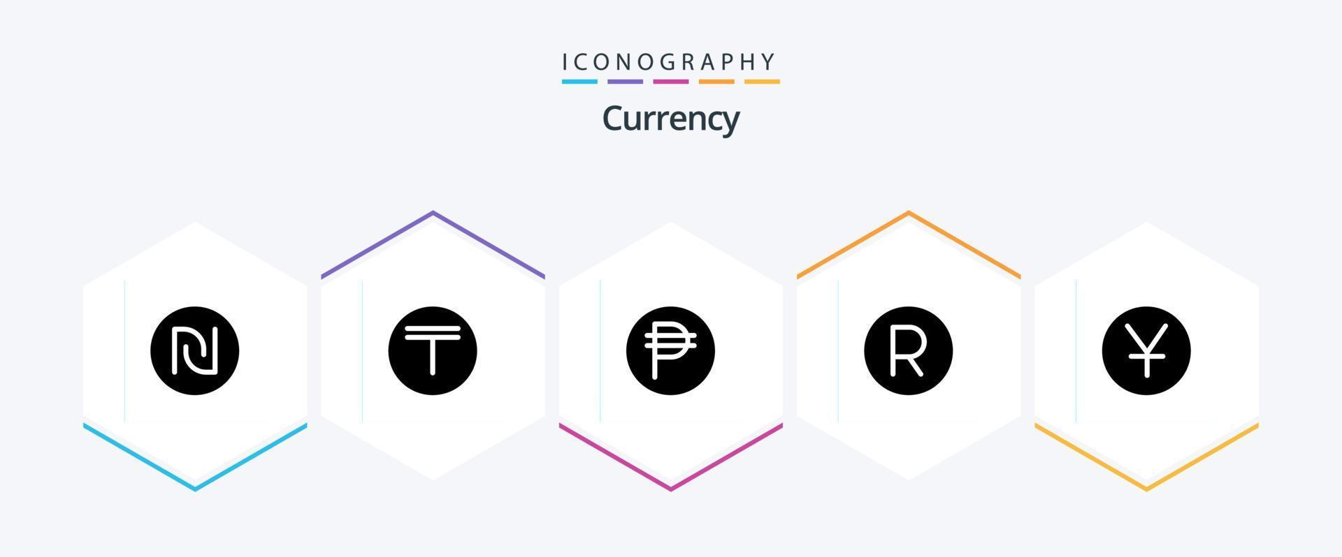 Currency 25 Glyph icon pack including african . kazakhstan . peso. currency vector
