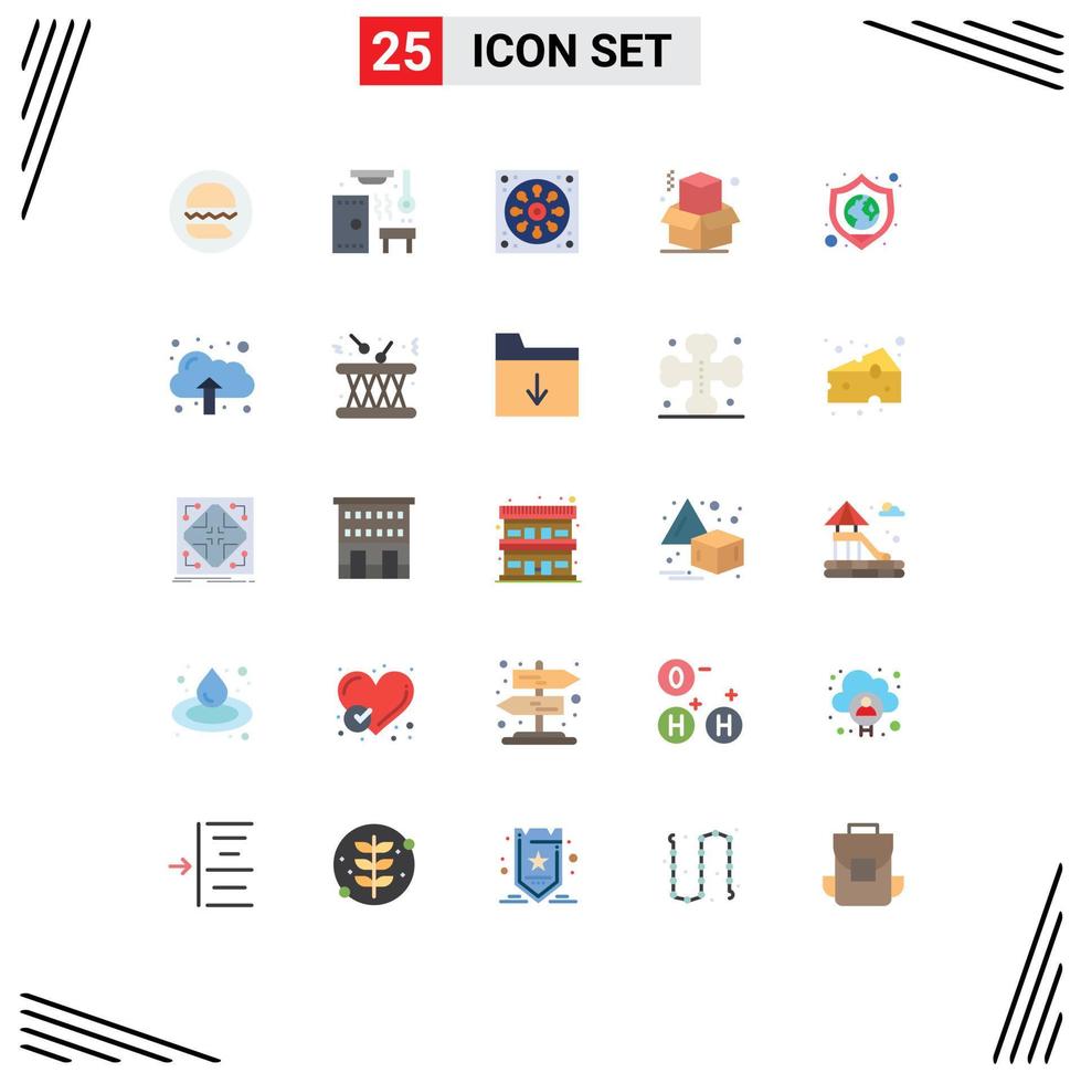 25 Flat Color concept for Websites Mobile and Apps shield protect bathroom office box Editable Vector Design Elements