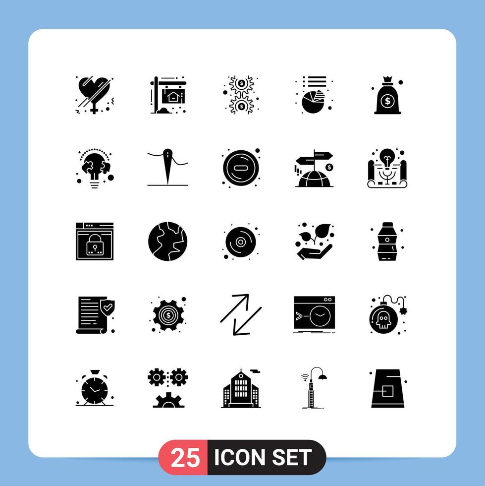 Set of 25 Modern UI Icons Symbols Signs for bag dollar dollar statistics chart Editable Vector Design Elements