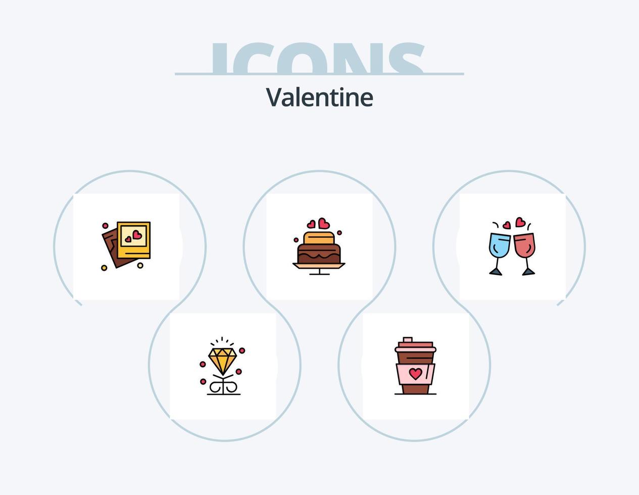 paquete de iconos llenos de línea de san valentín 5 diseño de iconos. amar. amar. merroir día. enamorado vector