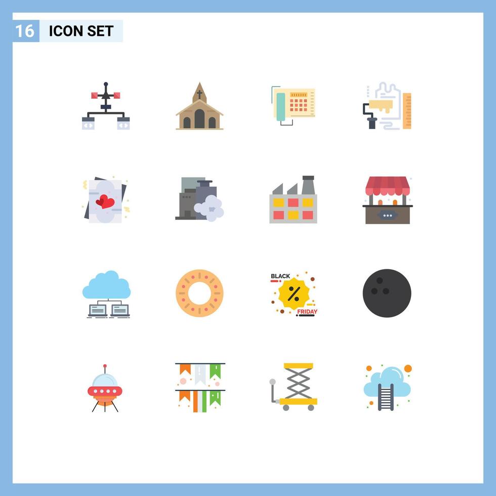 Set of 16 Commercial Flat Colors pack for scale roller spring paint call Editable Pack of Creative Vector Design Elements