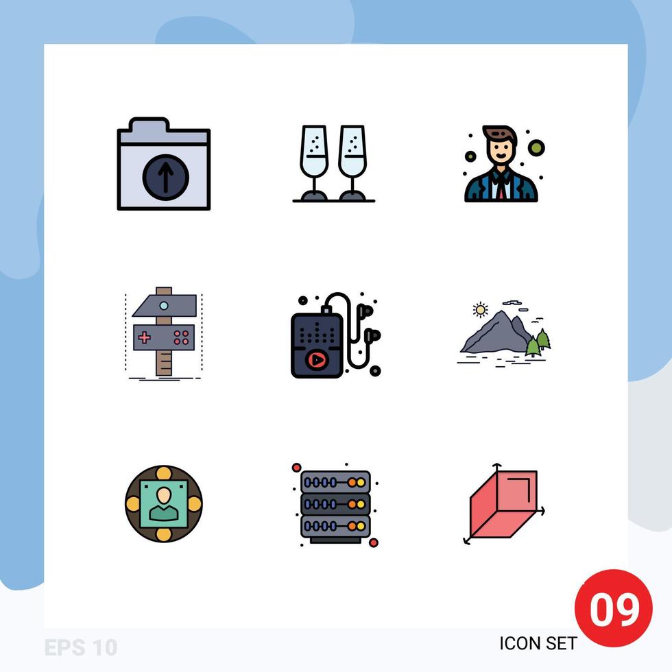 Stock Vector Icon Pack of 9 Line Signs and Symbols for hobby game avatar developer craft Editable Vector Design Elements