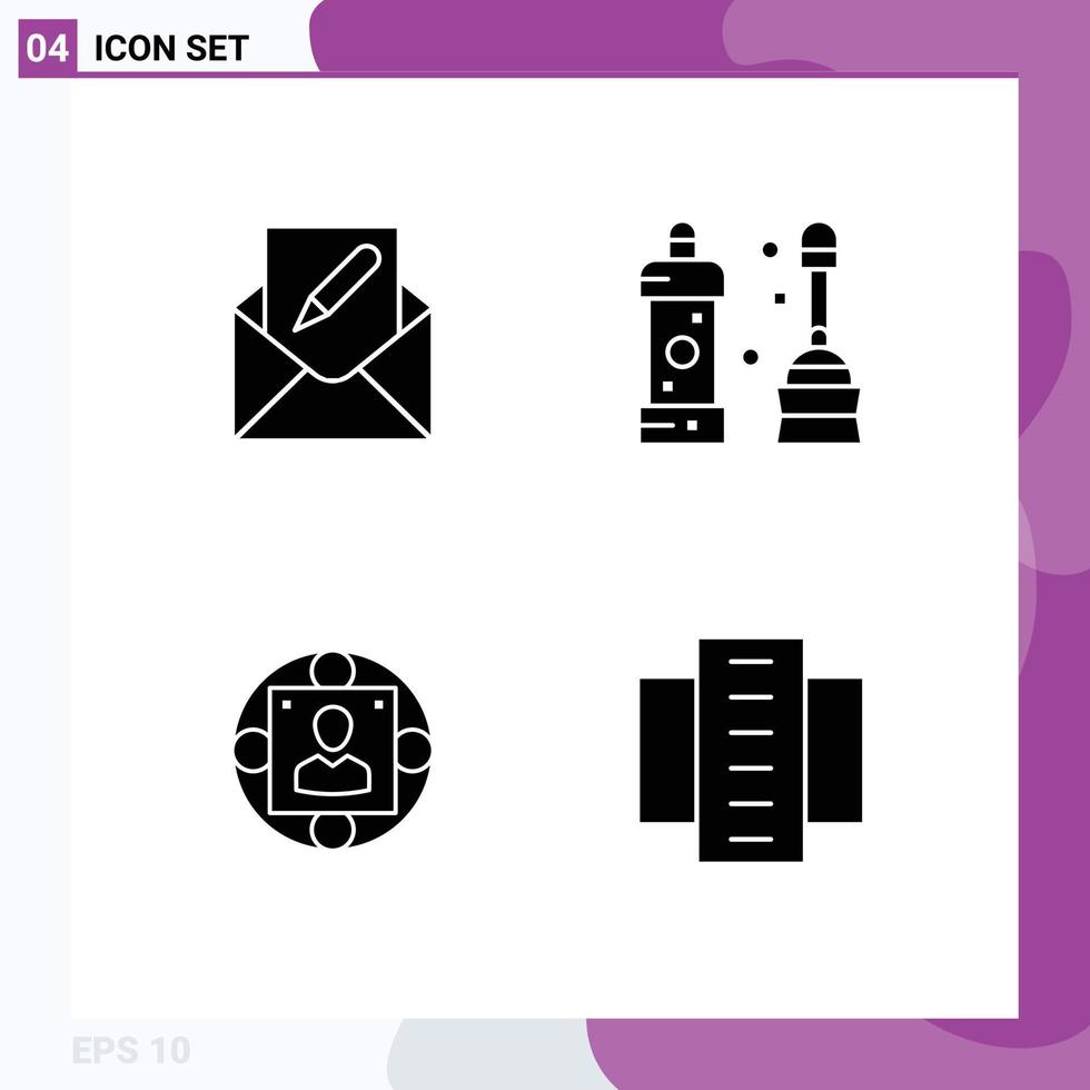 4 iconos creativos signos y símbolos modernos del administrador de composición administrador de limpieza de sobres elementos de diseño vectorial editables vector