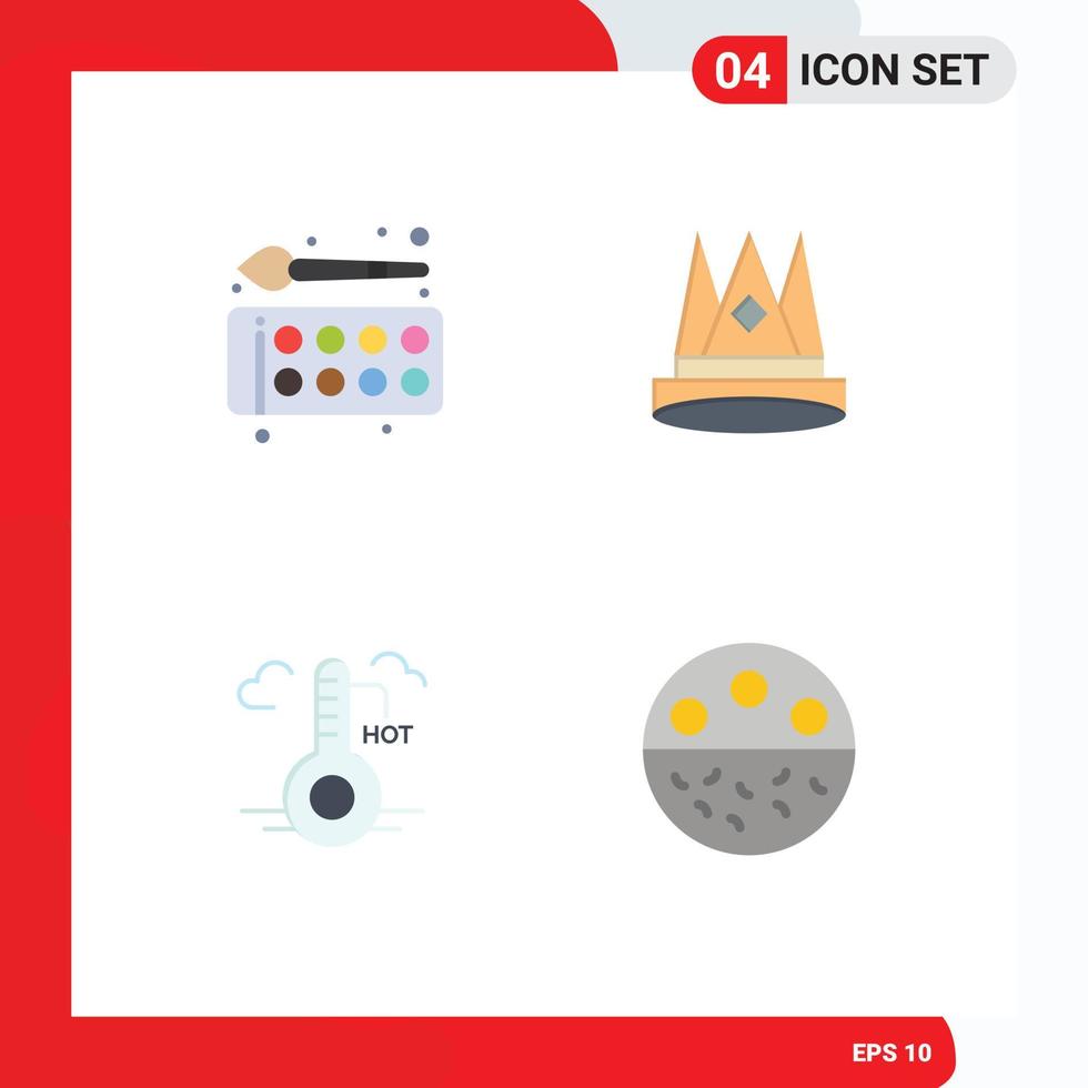 Pack of 4 creative Flat Icons of back to school position education king temperature Editable Vector Design Elements