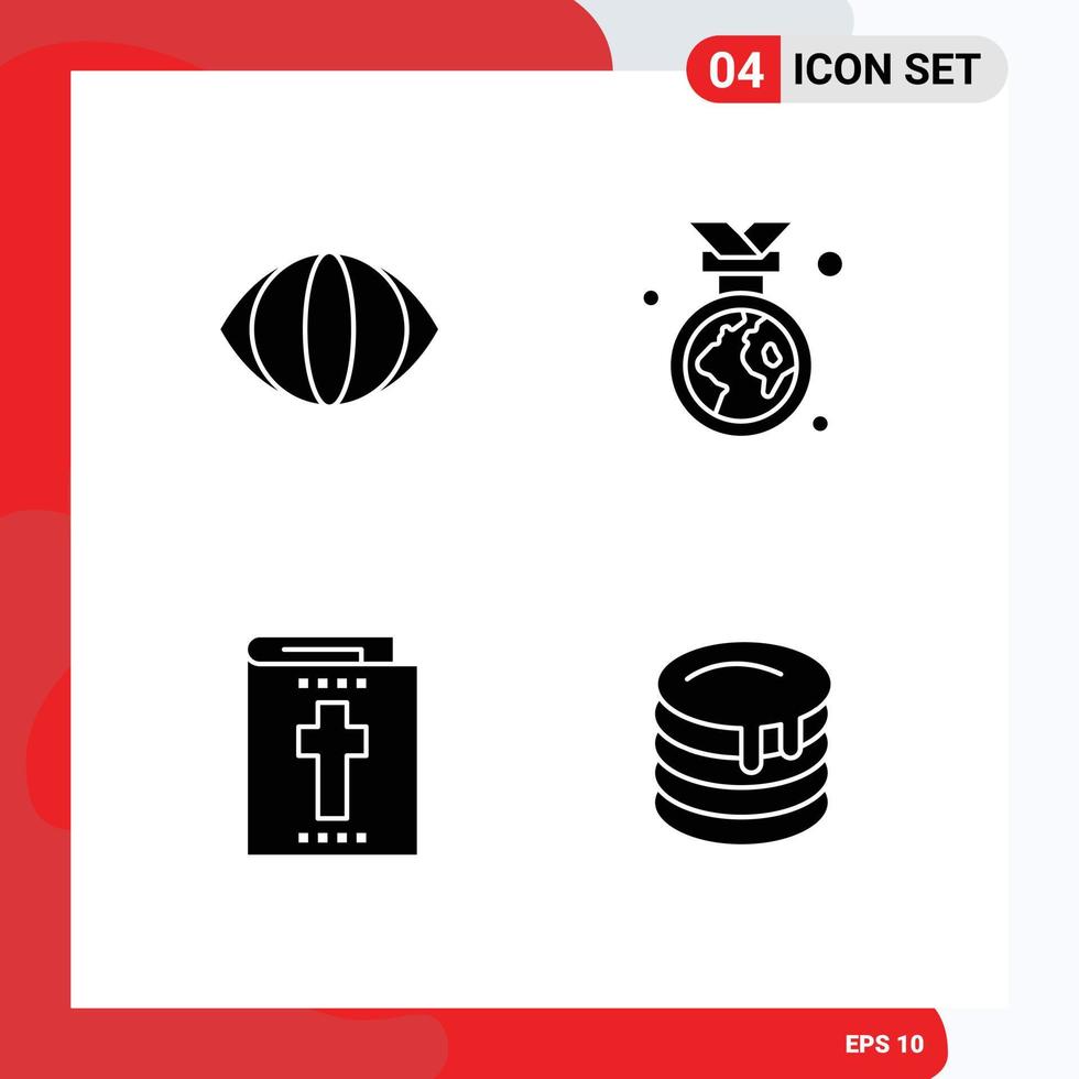 4 iconos creativos signos y símbolos modernos del ambiente de la insignia de vacaciones ocular elementos de diseño vectorial editables de boda vector