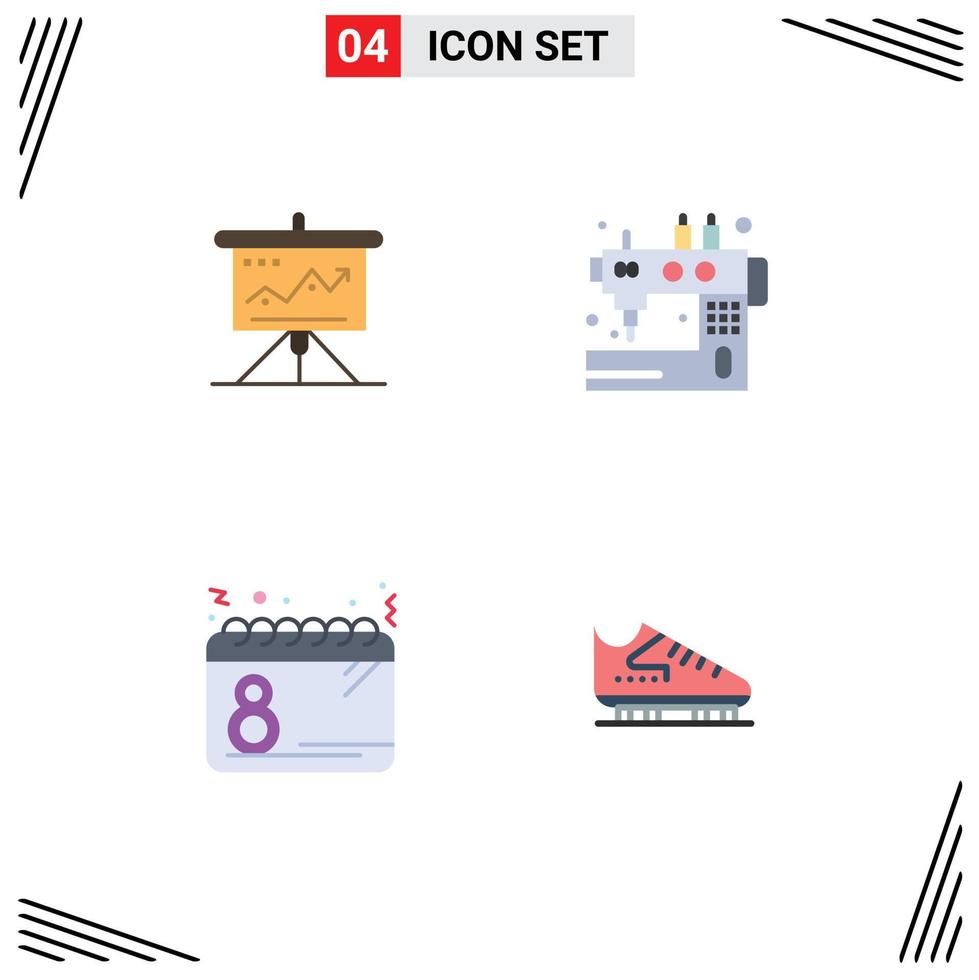 Paquete de 4 iconos planos de interfaz de usuario de signos y símbolos modernos de tácticas de marketing de costura de gráficos que adaptan elementos de diseño de vectores editables