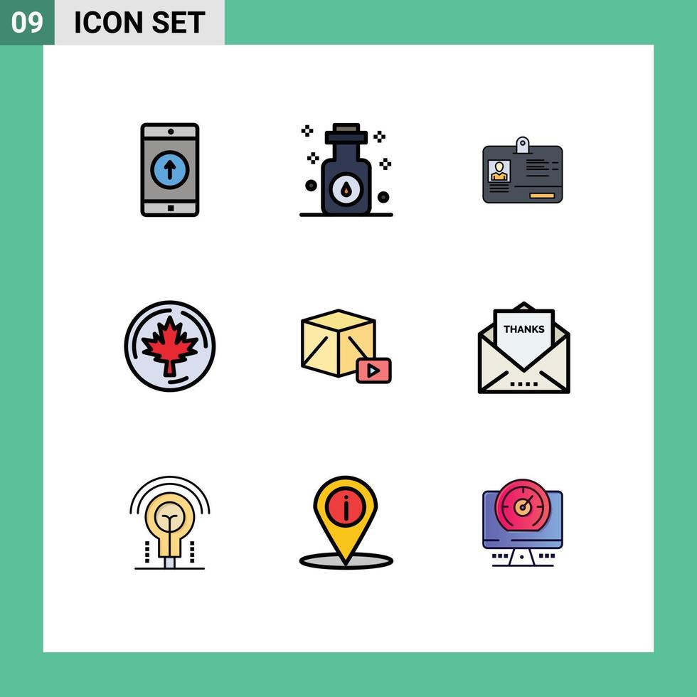 Set of 9 Modern UI Icons Symbols Signs for button leaf spa canada id Editable Vector Design Elements