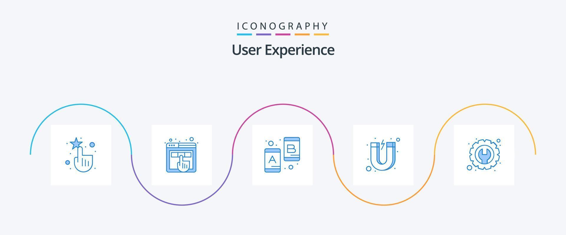User Experience Blue 5 Icon Pack Including settings. magnet. chat. customer. attract vector