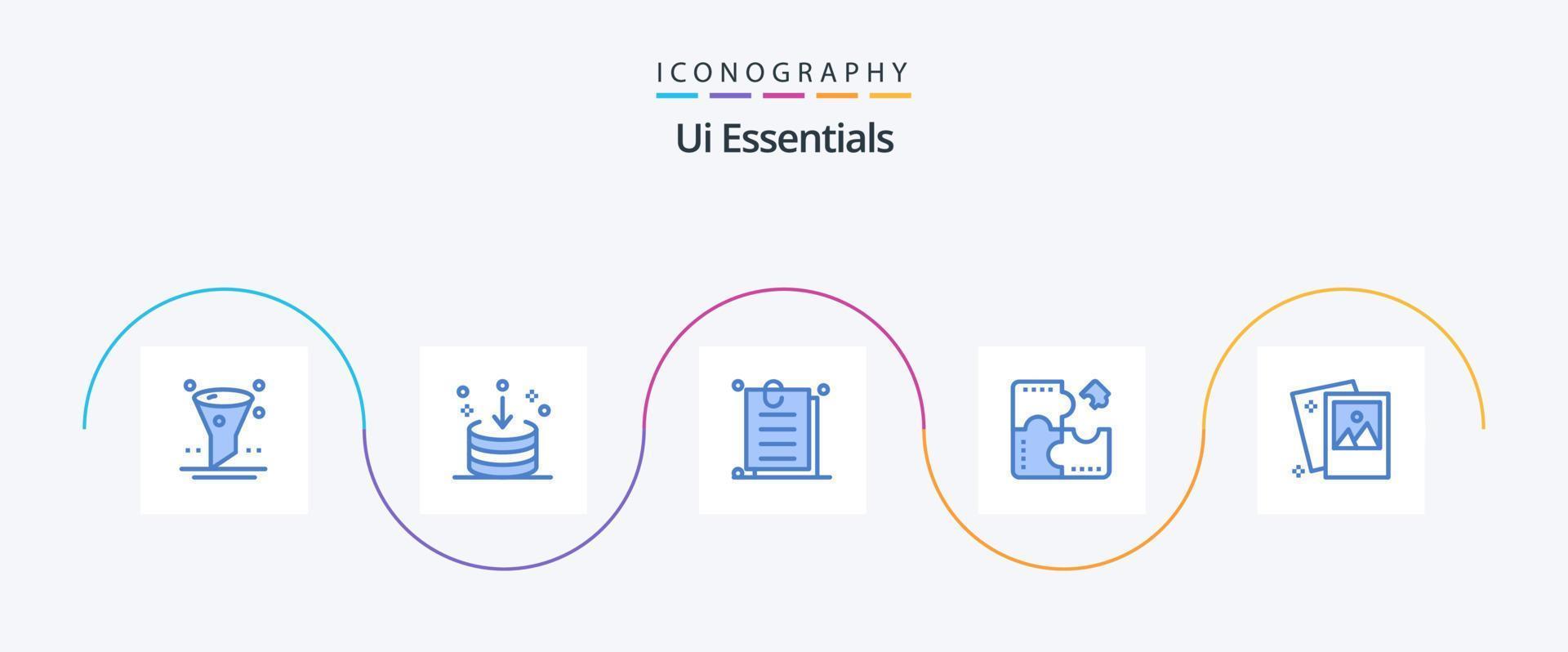 Ui Essentials Blue 5 Icon Pack Including jigsaw. application. interface. app. ui vector