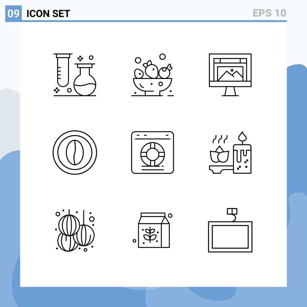 Set of 9 Modern UI Icons Symbols Signs for grain drink app cooking website Editable Vector Design Elements