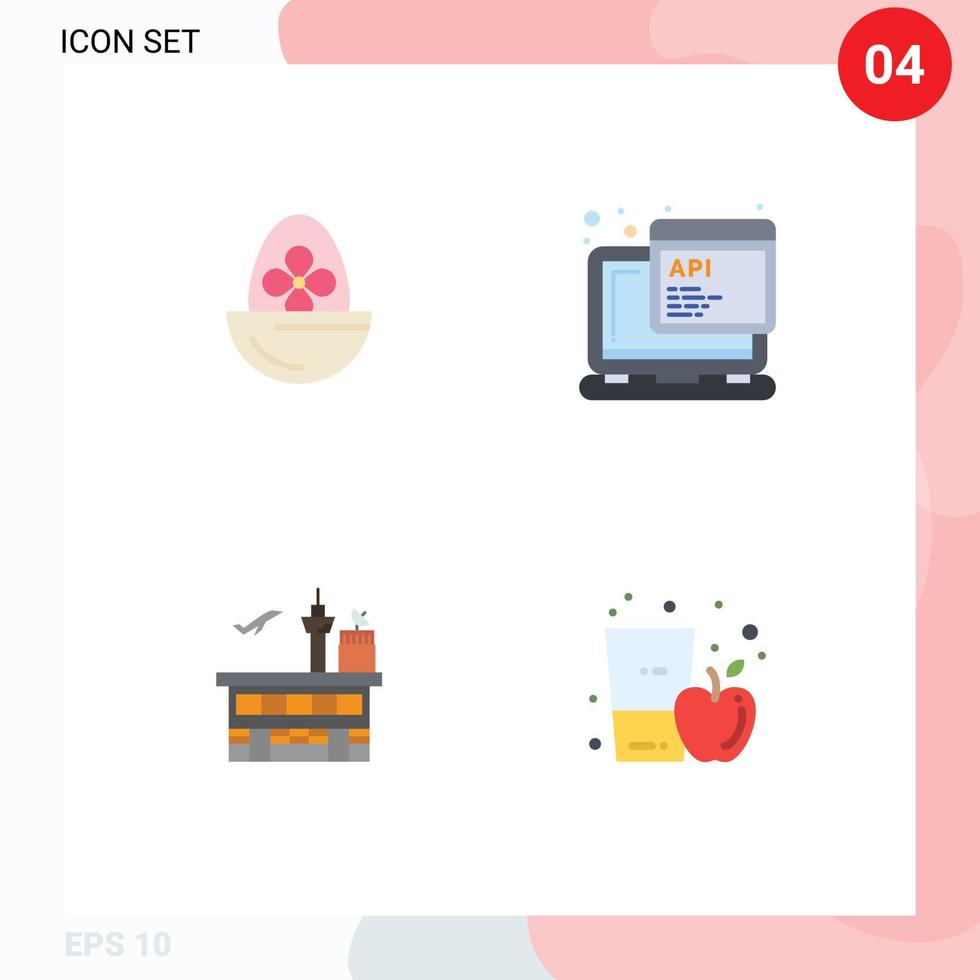 4 Thematic Vector Flat Icons and Editable Symbols of boiled airport egg javascript shipping Editable Vector Design Elements