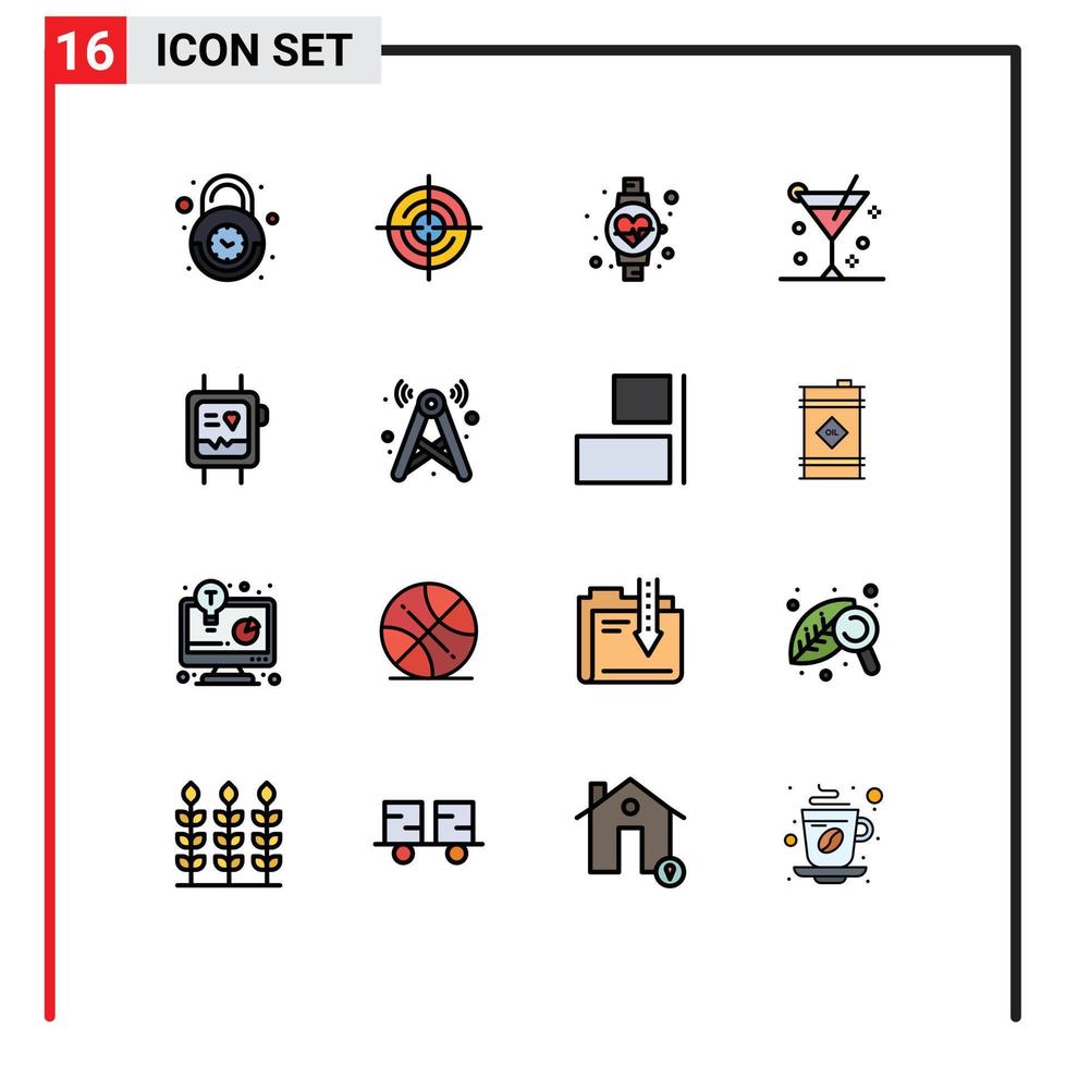 16 Creative Icons Modern Signs and Symbols of health summer navigation glass alcohol Editable Creative Vector Design Elements