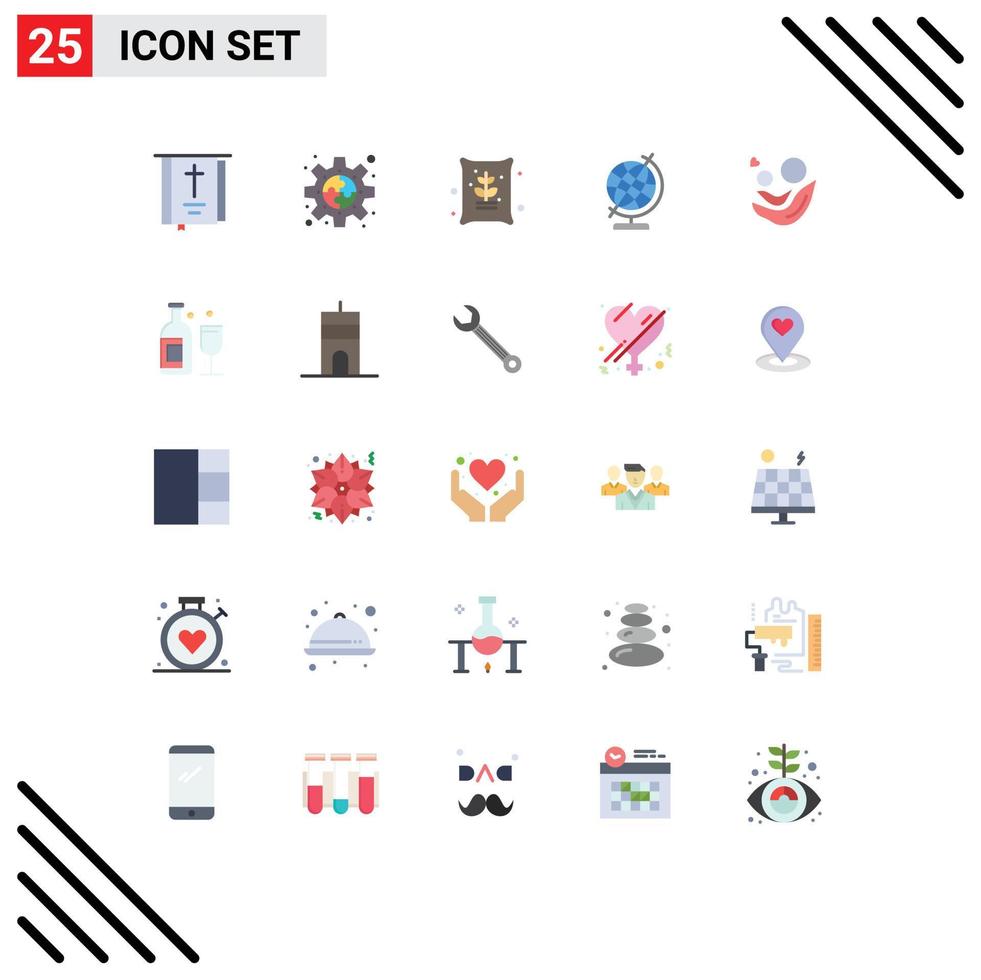 Pictogram Set of 25 Simple Flat Colors of mother geography plugin education farming Editable Vector Design Elements