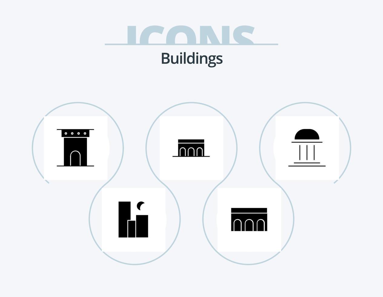 Buildings Glyph Icon Pack 5 Icon Design. building. architecture. historic. monument. columns vector